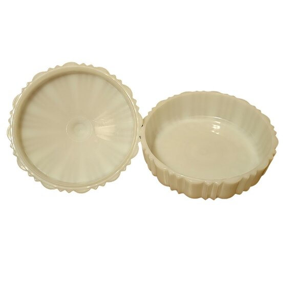 Anchor Hocking Vintage Old Cafe Milk Glass Candy Dish with Lid - Picture 5 of 6